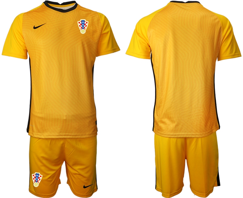 Cheap Men 2021 European Cup Croatia yellow goalkeeper Soccer Jerseys